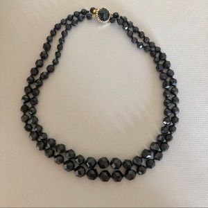 Black Lucite vintage necklace, West Germany